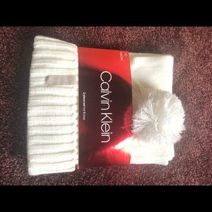 Calvin Klein winter hat and scarf! Soft white! 💕